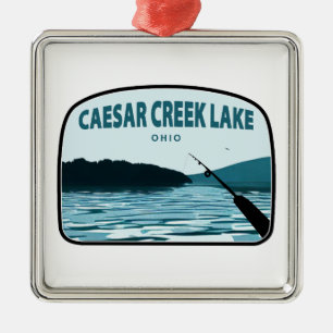 Ornamento De Metal Caesar Creek Lake Ohio, Rod de Pesca