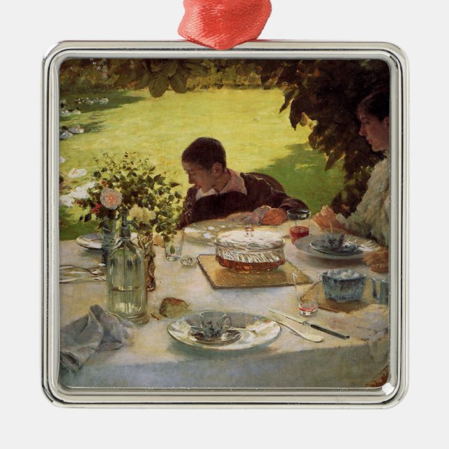 Ornamento De Metal Café da Manhã Formal no Jardim (Frente)