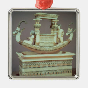 Ornamento De Metal Caixa com um barco decorado com duas cabeças
