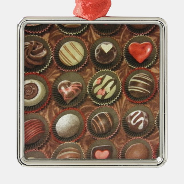 Ornamento De Metal Caixa de Chocolate (Frente)