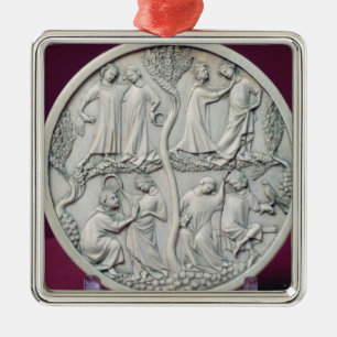 Ornamento De Metal Caixa do espelho que descreve as cenas courtly,