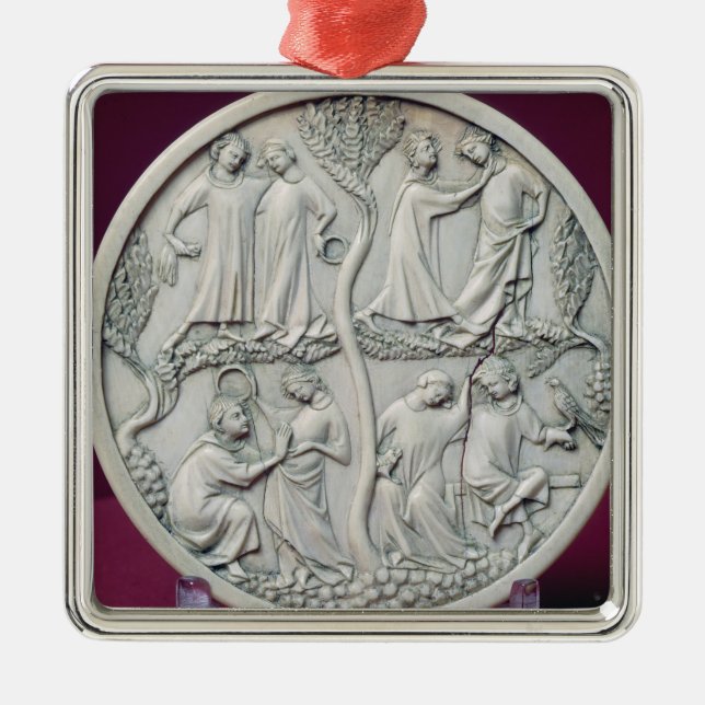 Ornamento De Metal Caixa do espelho que descreve as cenas courtly, (Frente)