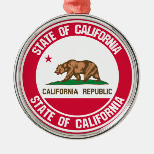 Ornamento De Metal California Round Emblem