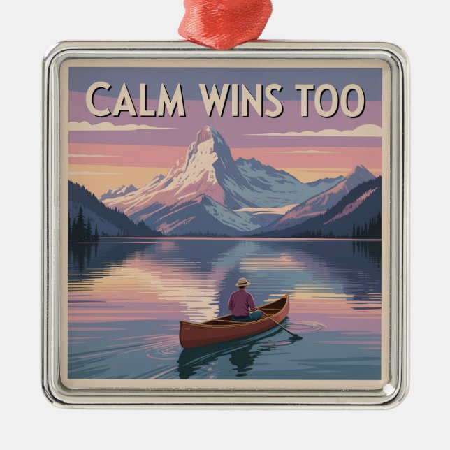Ornamento De Metal Calm Wins Too (Frente)