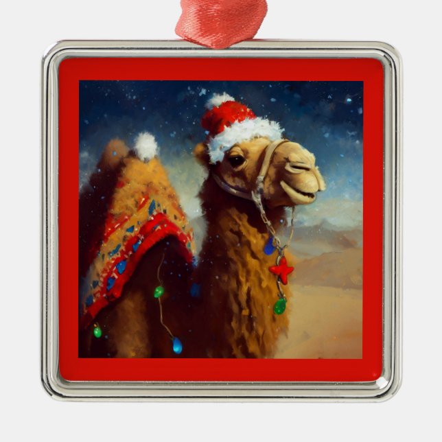 Ornamento De Metal Camelo de Natal 3 (Frente)