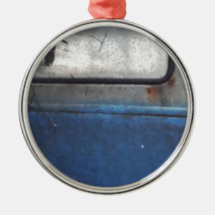 Ornamento De Metal Caminhão de colheita branco e azul