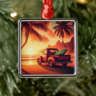 Ornamento De Metal caminhão vintage tropical/havaiano de surf