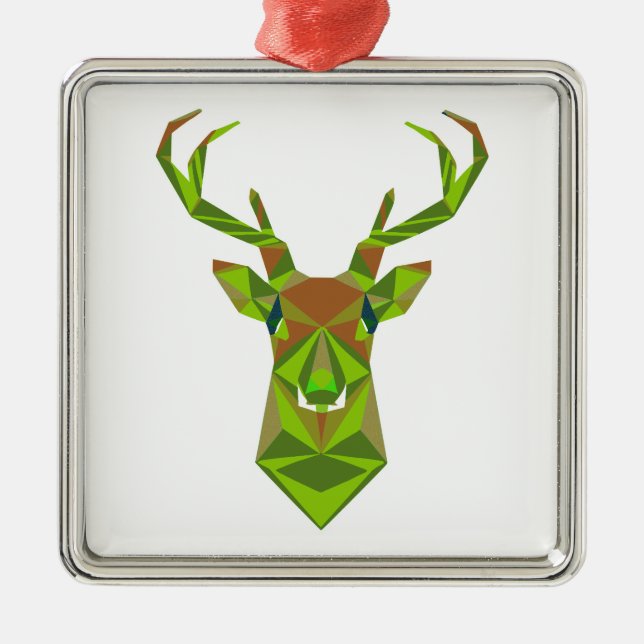 Ornamento De Metal Camo Geométrico Deer Head (Frente)