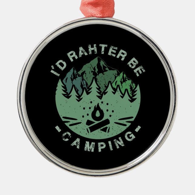 Ornamento De Metal Camping - Eu Preferencialmente Acampando (Frente)