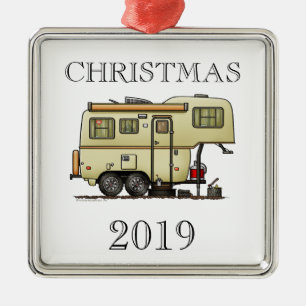 Ornamento De Metal Campista feliz da 5ª Roda do Scamp RV