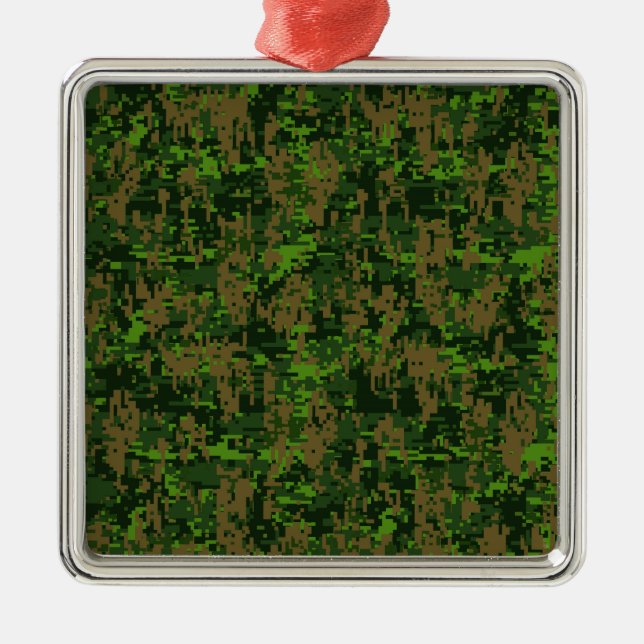 Ornamento De Metal Camuflagem Digital Verde Estilo Woodland (Frente)