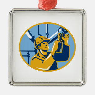 Ornamento De Metal Canalizador do trabalhador do gás da manutenção de
