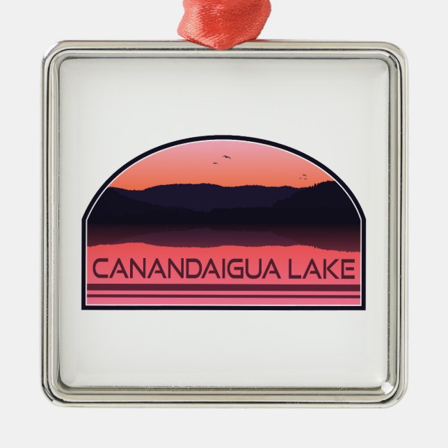 Ornamento De Metal Canandaigua Lake New York Red Sunrise (Frente)