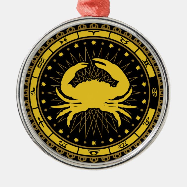Ornamento De Metal Cancer - Símbolo Zodiac - Símbolo - Horoscópio (Frente)
