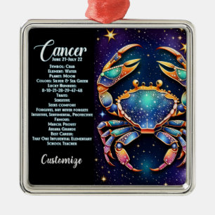 Ornamento De Metal Cancer Zodiac Personalizado Galáxia Jewel