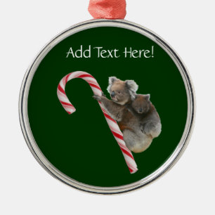 Ornamento De Metal Candy Cane Australian Koala Bears