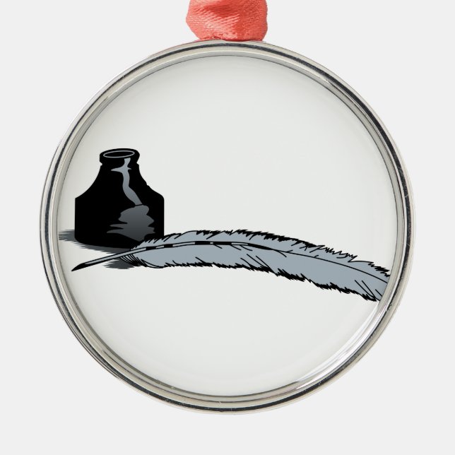 Ornamento De Metal Caneta & tinta de Quill (Frente)