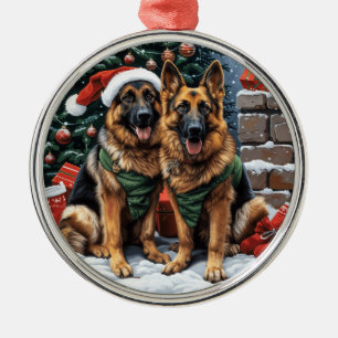 Ornamento De Metal Caninos de German shepherd de Natal