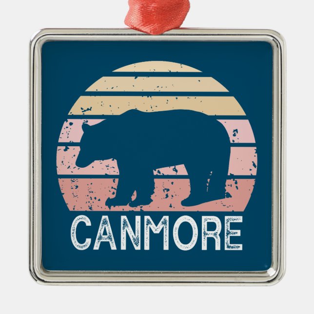 Ornamento De Metal Canmore Alberta Retro Bear (Frente)