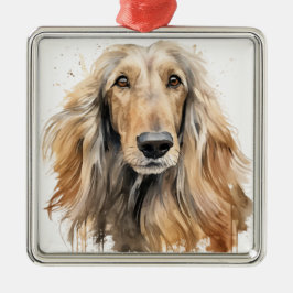 ORNAMENTO DE METAL CÃO AFEGÃO BELA CORÇA