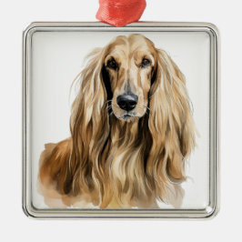 ORNAMENTO DE METAL CÃO AFEGÃO DE CORES BELAS CASTANHO CLARO