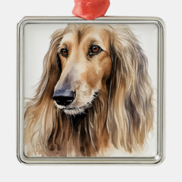 ORNAMENTO DE METAL CÃO AFEGÃO DE CORES BELAS CASTANHO CLARO