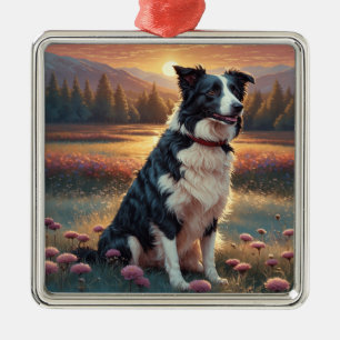 Ornamento De Metal Cão Border Collie