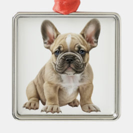 Ornamento De Metal CÃO BULDOGUE FRANCÊS MARROM Aquarela