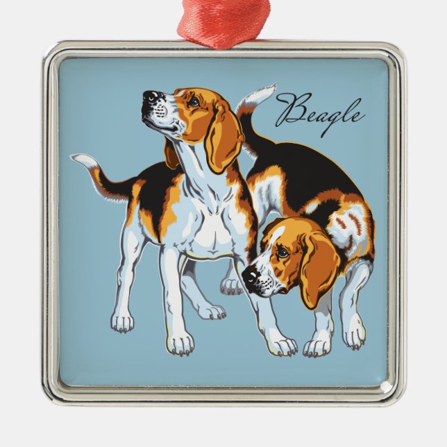 Ornamento De Metal cão de beagle (Frente)