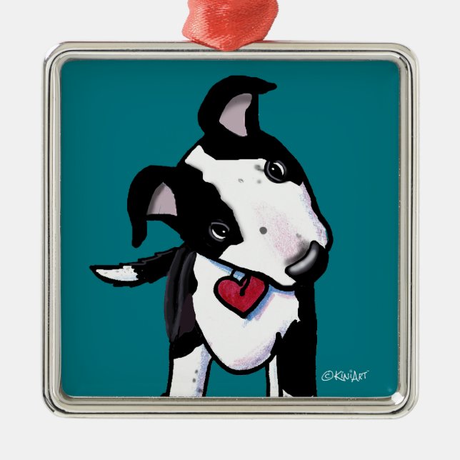 Ornamento De Metal Cão de Bovinos Australiano KiniArt (Frente)