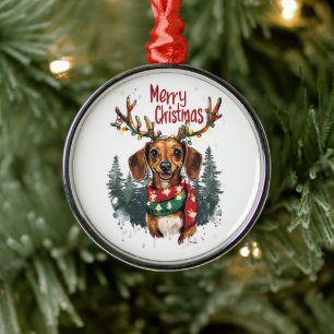 Ornamento De Metal Cão de Dachshund Gelado
