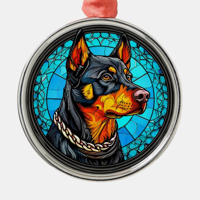 Ornamento De Metal Cão Doberman (Frente)