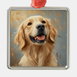 ORNAMENTO DE METAL CÃO GOLDEN RETRIEVER AMARELO LINDO