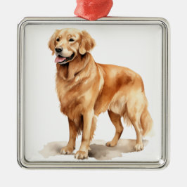 ORNAMENTO DE METAL CÃO GOLDEN RETRIEVER LINDO AQUARELA
