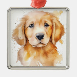 ORNAMENTO DE METAL CÃO GOLDEN RETRIEVER LINDO AQUARELA