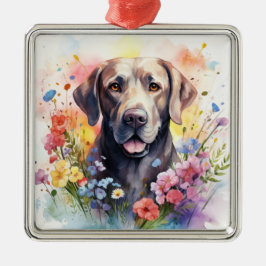 ORNAMENTO DE METAL CÃO LABRADOR RETRIEVER CHOCOLATE LINDO