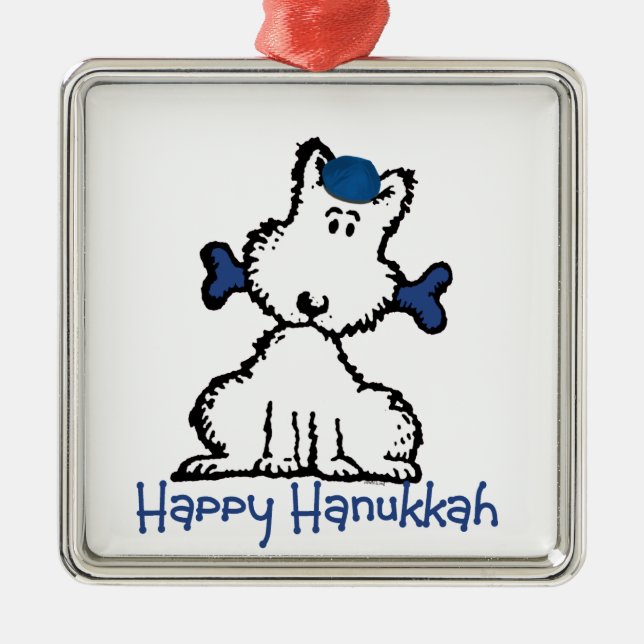 Ornamento De Metal cão & osso hanukkah (Frente)