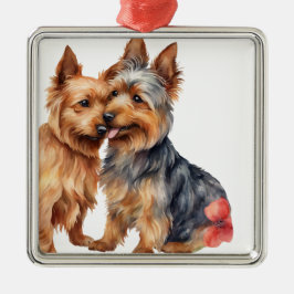 ORNAMENTO DE METAL CÃO PASTOR AUSTRALIANO AQUARELA