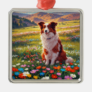 Ornamento De Metal Cão Pastor Border Collie