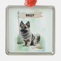 Cão Personalizado em Aquarela Elkhound Norueguês