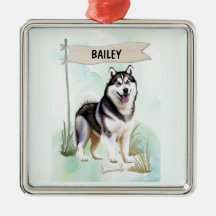 Cão Personalizado em Aquarela Siberian Husky