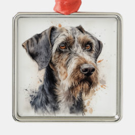 ORNAMENTO DE METAL CÃO POINTER ALEMÃO DE PELO DURO LINDO