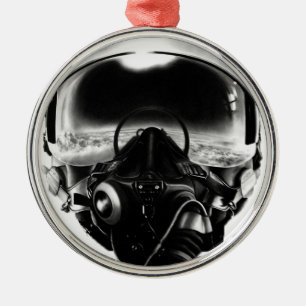 Ornamento De Metal Capacete do piloto de combate