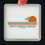 Ornamento De Metal Cape Charles Beach Virginia Sun Palm Trees<br><div class="desc">Localizado na costa leste na praia de Chesapeake Bay Cape Charles é agradável para famílias e visitantes que não querem natação nas ondas do oceano.</div>