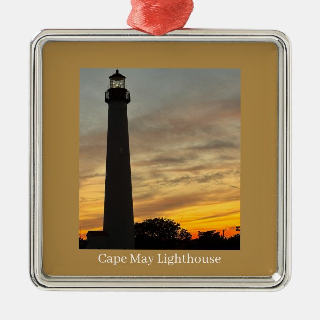Ornamento De Metal Cape May Lighthouse Sunset Ornament  (Frente)