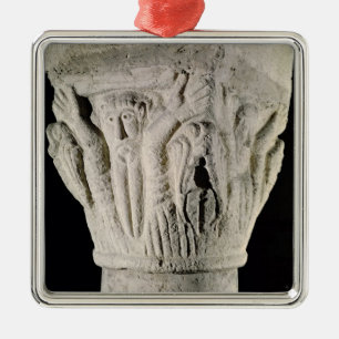 Ornamento De Metal Capital de coluna com um homem com braços