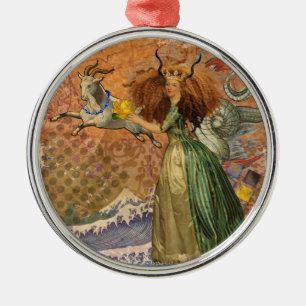 Ornamento De Metal Capricórnio Mulher Cabra Brincadeira