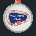 Ornamento De Metal Carabiner de Escalas de Minnesota de Taylor<br><div class="desc">Taylor's Falls é um dos mais cobiçados destinos de escalada de rochas na MN,  para aqueles que querem praticar alguma escalada perto da área metropolitana de Minneapolis/Rua.</div>