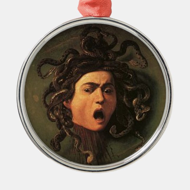 Ornamento De Metal Caravaggio - Medusa - trabalhos de arte italianos (Frente)