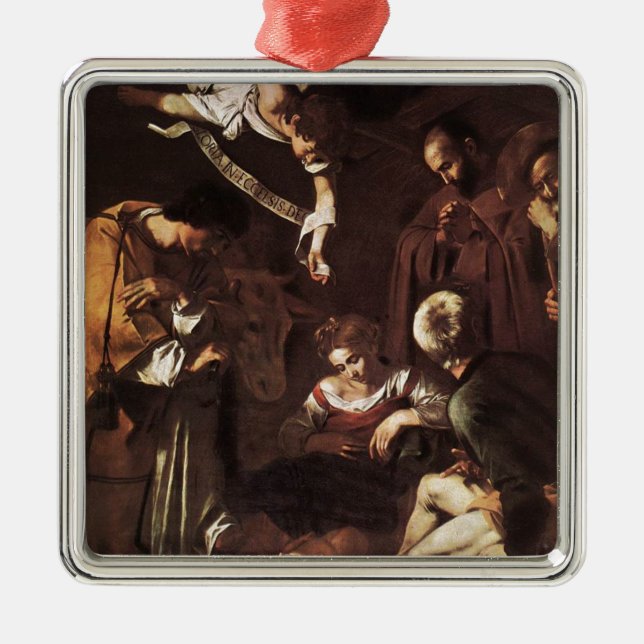 Ornamento De Metal Caravaggio - natividade com St Francis & St (Frente)